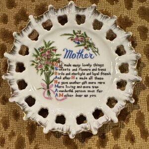 Vintage Mother Plate with Floral Design. Perfect for Mother’s Day.